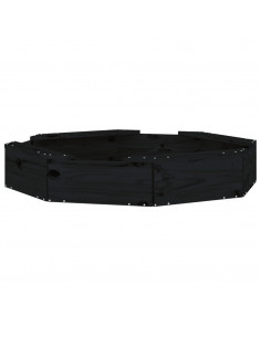 Sabbiera con Sedute Nera Ottagonale in Legno Massello di Pino