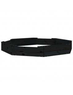 Sabbiera con Sedute Nera Ottagonale in Legno Massello di Pino