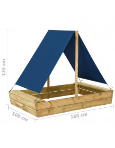 Sabbiera con Tetto 160x100x133 cm Legno di Pino Impregnato