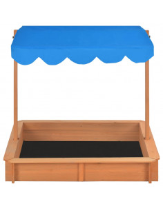 Sabbiera con Tetto Regolabile in Legno di Abete 115x115x115 cm