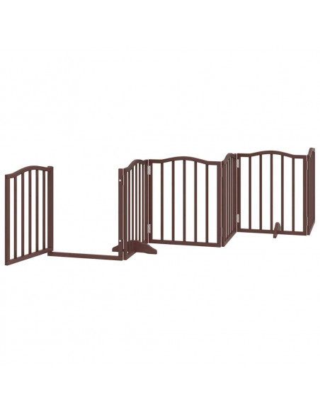 Cancello Cani Porta Pieghevole Marrone 15 Pannelli 750cm Pioppo
