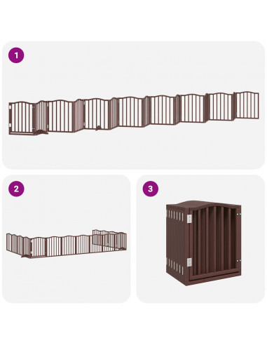 Cancello Cani Porta Pieghevole Marrone 15 Pannelli 750cm Pioppo