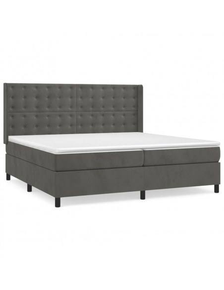 Giroletto a Molle con Materasso Grigio Scuro 200x200 cm Velluto