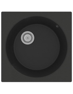 Lavello da Cucina con Foro Troppopieno Nero in Granito 2