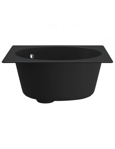 Lavello da Cucina con Foro Troppopieno Nero in Granito