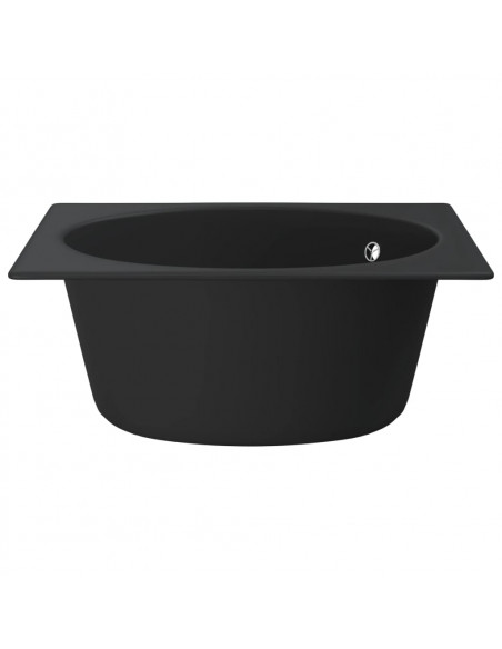 Lavello da Cucina con Foro Troppopieno Nero in Granito