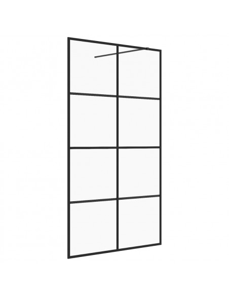 Parete Doccia Walk-in in Vetro Trasparente ESG 140x195cm Nera