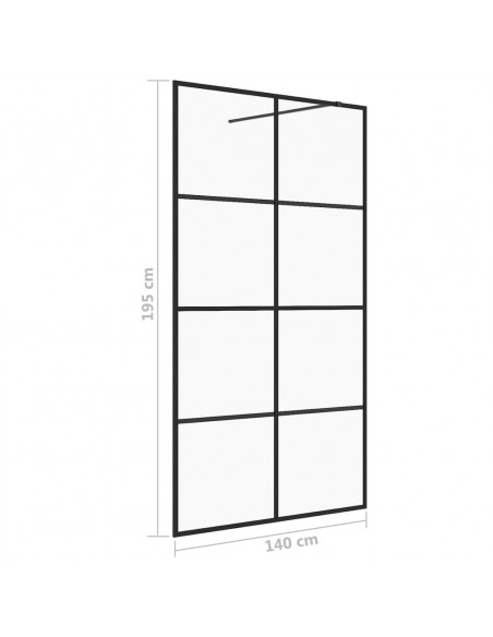 Parete Doccia Walk-in in Vetro Trasparente ESG 140x195cm Nera