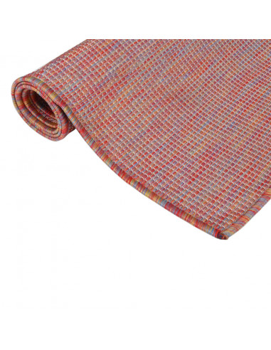 Tappeto da Esterni a Tessitura Piatta 120x170 cm Rosso