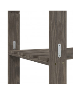 Scaffale a 3 Livelli Grigio 60x38x90 cm in Legno di Pino