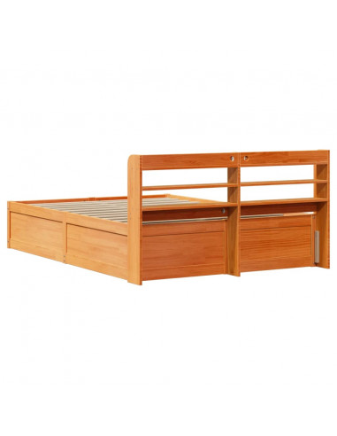 Giroletto con Testiera Marrone Cera 135x190 cm Massello Pino