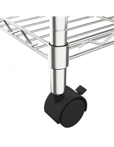 Scaffale a 4 Livelli con Ruote 90x35x142 cm Cromato 200 kg