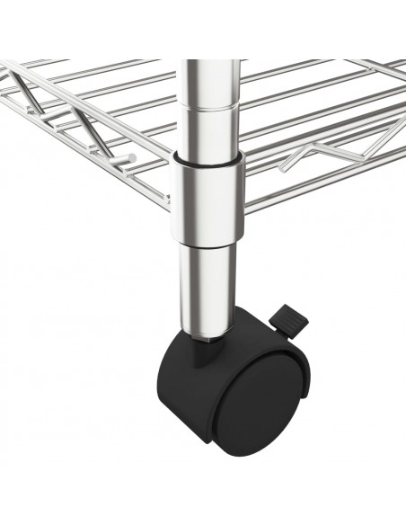 Scaffale a 4 Livelli con Ruote 90x35x142 cm Cromato 200 kg