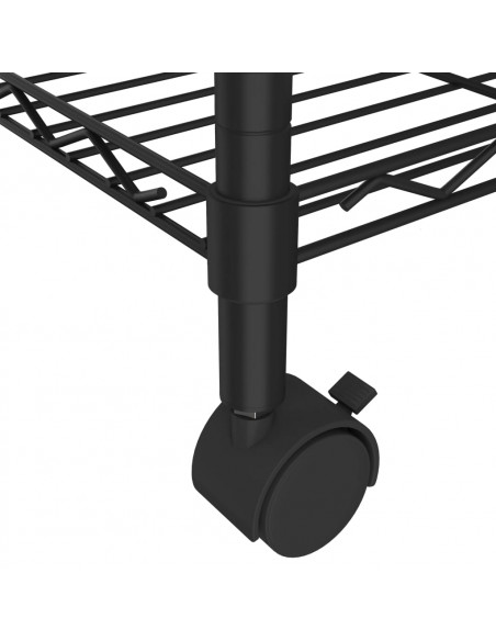 Scaffale a 4 Livelli con Ruote 90x35x142 cm Nero 200 kg
