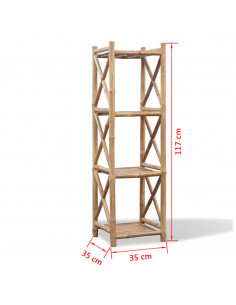 Scaffale a 4 Piani in Legno di Bambù