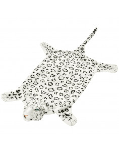 Tappeto di Peluche a Forma di Leopardo 139 cm Bianco