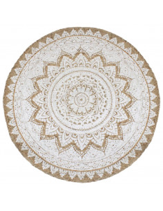 Tappeto in Juta Intrecciata con Stampa 180 cm Rotondo