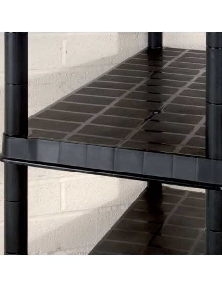 Scaffale a 5 Ripiani Nero 255x40x185 cm in Plastica