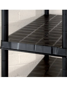 Scaffale a 5 Ripiani Nero 85x40x185 cm in Plastica