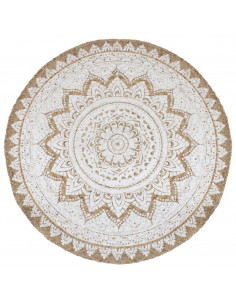 Tappeto in Juta Intrecciata con Stampa 210 cm Rotondo