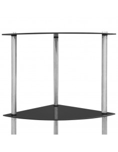 Scaffale a 6 Livelli Nero 30x30x160 cm Vetro Temperato