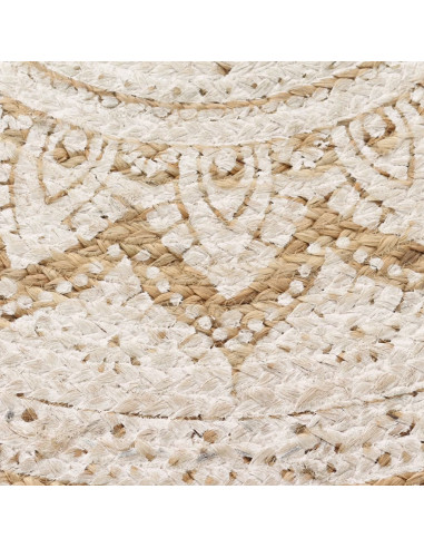 Tappeto in Juta Intrecciata con Stampa 210 cm Rotondo