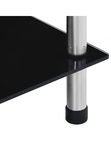 Scaffale a 6 Livelli Nero 40x40x160 cm in Vetro Temperato