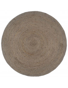 Tappeto Lavorato a Mano in Juta Rotondo 210 cm Grigio