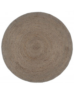 Tappeto Lavorato a Mano in Juta Rotondo 240 cm Grigio