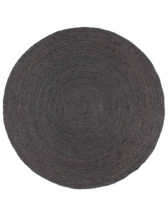 Tappeto Lavorato a Mano in Juta Rotondo 210 cm Grigio Scuro