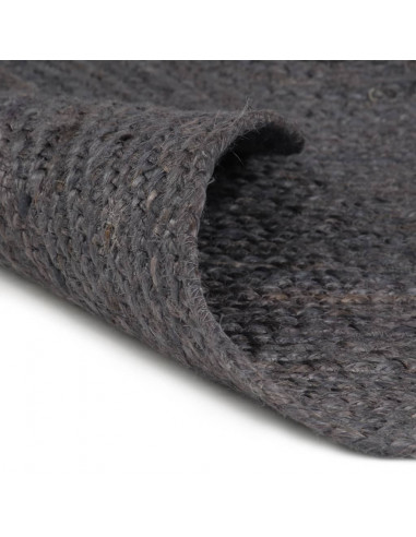 Tappeto Lavorato a Mano in Juta Rotondo 210 cm Grigio Scuro