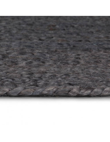 Tappeto Lavorato a Mano in Juta Rotondo 210 cm Grigio Scuro