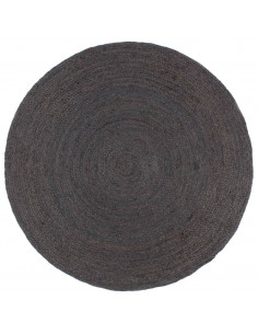 Tappeto Lavorato a Mano in Juta Rotondo 240 cm Grigio Scuro