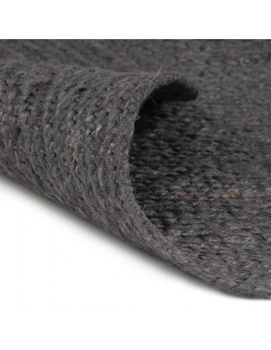 Tappeto Lavorato a Mano in Juta Rotondo 240 cm Grigio Scuro