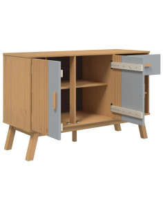 Credenza OLDEN Grigia e Marrone 114x43x73,5 cm Massello di Pino 2