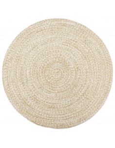 Tappeto Lavorato a Mano in Juta Bianco e Marrone 180 cm