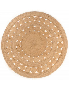 Tappeto in Iuta con Design Intrecciato 180 cm Rotondo