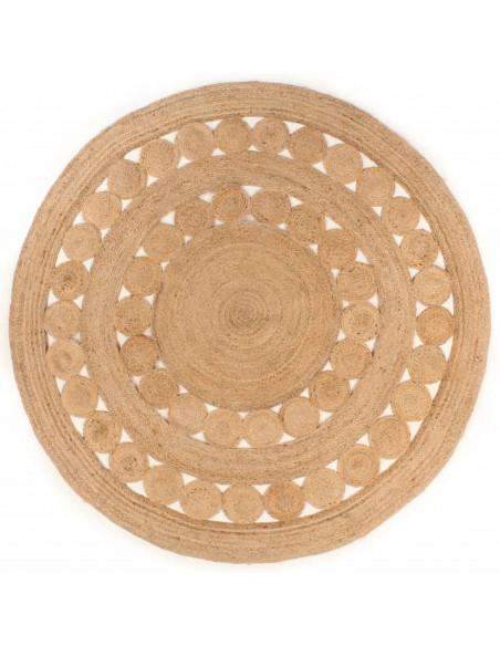 Tappeto in Iuta con Design Intrecciato 180 cm Rotondo