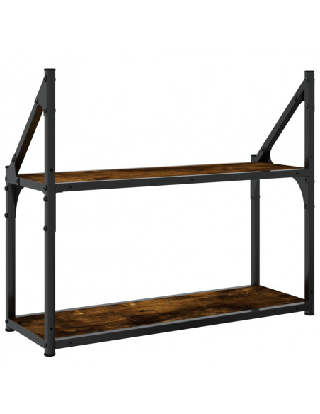 Scaffale a Parete 2 Ripiani Rovere Fumo 60x21x51 cm Multistrato