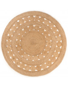 Tappeto in Juta Intrecciata con Disegno 240 cm Rotondo