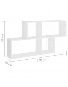 Scaffale a Parete Bianco 100x18x53 cm in in Multistrato 2