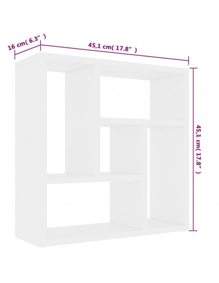 Scaffale a Parete Bianco 45,1x16x45,1 cm in Legno Multistrato