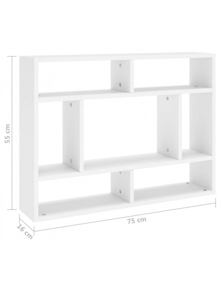 Scaffale a Parete Bianco 75x16x55 cm in in Multistrato