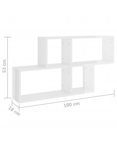 Scaffale a Parete Bianco Lucido 100x18x53 cm Legno Multistrato
