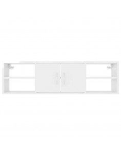 Scaffale a Parete Bianco Lucido 102x30x29 cm Legno Multistrato