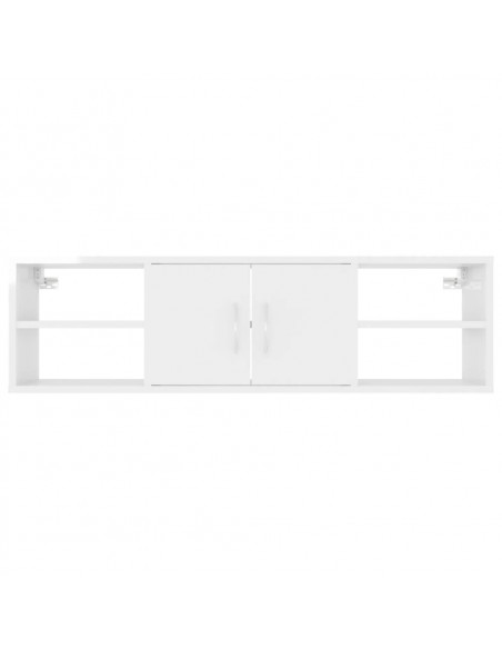 Scaffale a Parete Bianco Lucido 102x30x29 cm Legno Multistrato