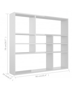 Scaffale a Parete Bianco Lucido 90x16x78 cm Legno Multistrato