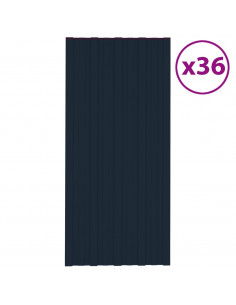 Pannelli da Tetto 36 pz in Acciaio Zincato Antracite 100x45 cm 2