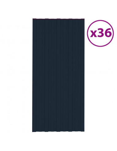 Pannelli da Tetto 36 pz in Acciaio Zincato Antracite 100x45 cm
