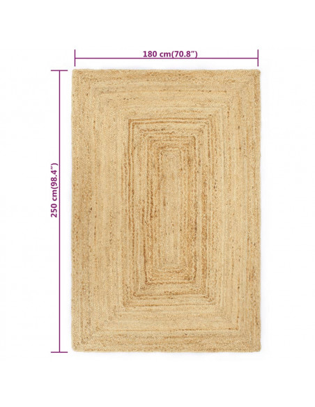 Tappeto Lavorato a Mano in Juta 180x250 cm